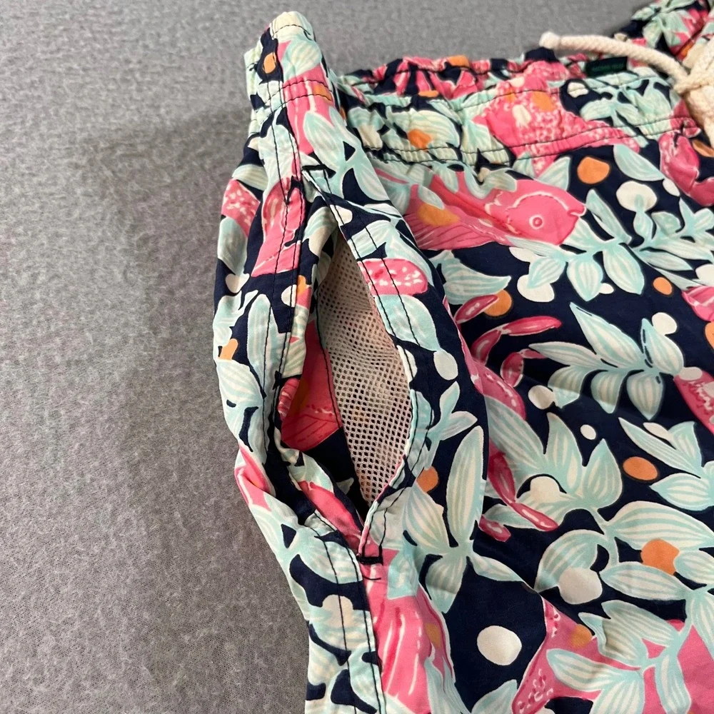 Lilly Pulitzer Mens XL Swim Trunks Pink Blue Crab Starfish Tropical Board Shorts
